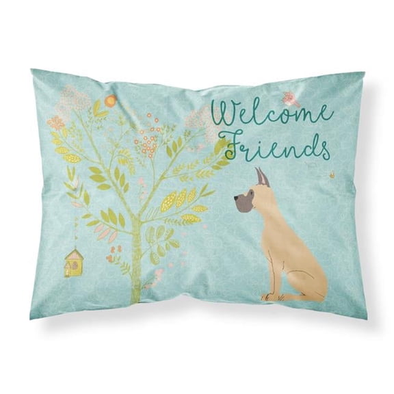 Welcome Friends Fawn Great Dane Cropped Ears Fabric Standard Pillowcase
