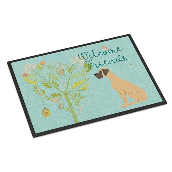 Welcome Friends Fawn Great Dane Natural Ears Indoor or Outdoor Mat - 18 x 27 in.