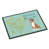 Welcome Friends Flashy Fawn Boxer Indoor or Outdoor Mat - 18 x 27 in.