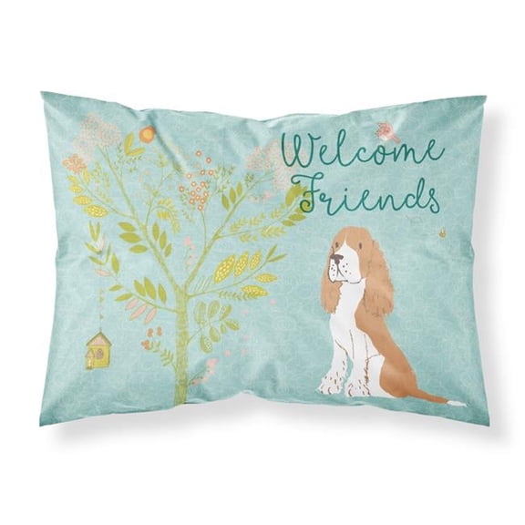 Welcome Friends Gold Springer Spaniel Fabric Standard Pillowcase