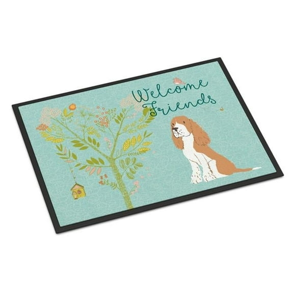 Welcome Friends Gold Springer Spaniel Indoor or Outdoor Mat - 18 x 27 in.