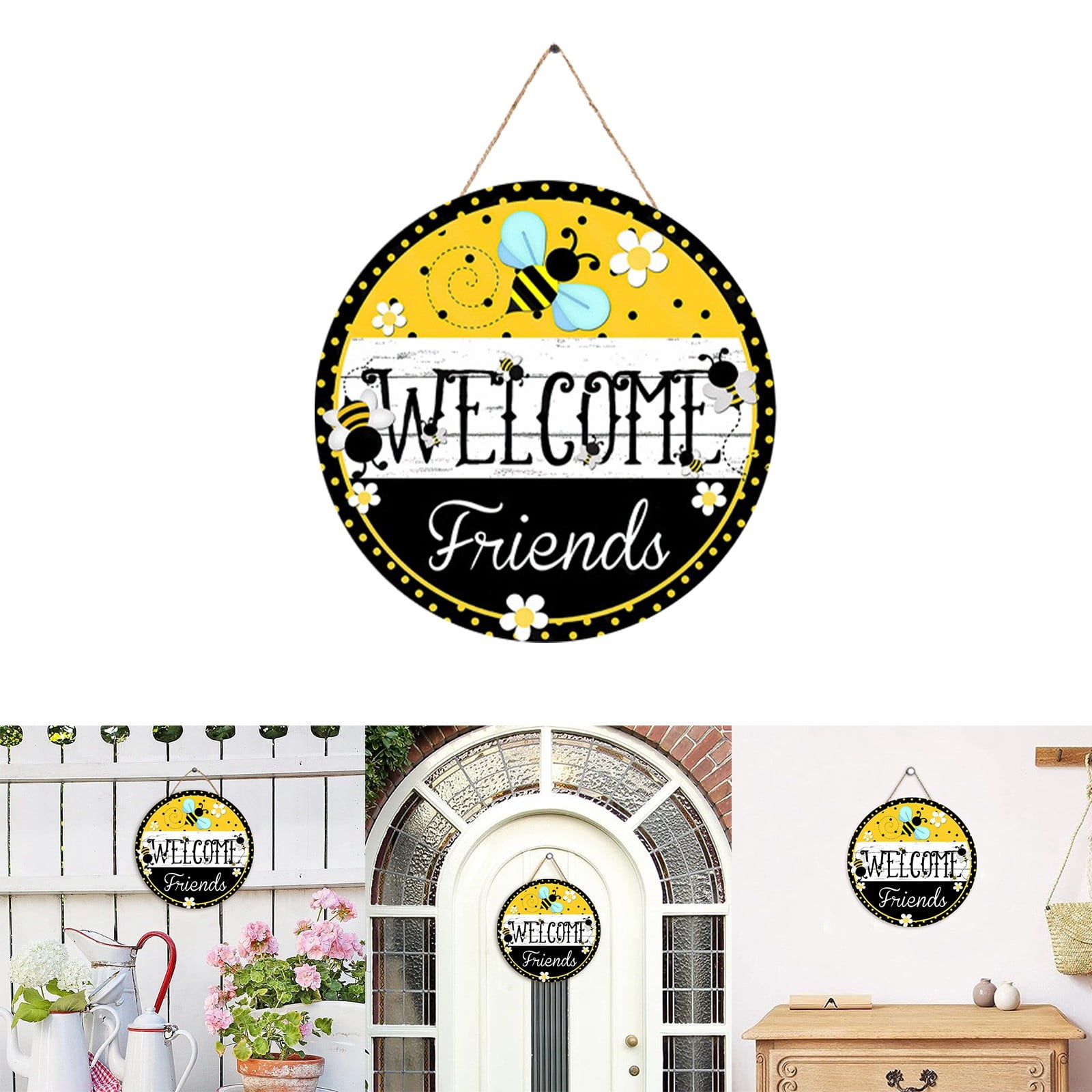 Welcome Friends Home Wooden Handicraft Door Sign Circular Logo Country Welcome Friends Home Wooden Handicraft Door Sign Circular Logo Country
