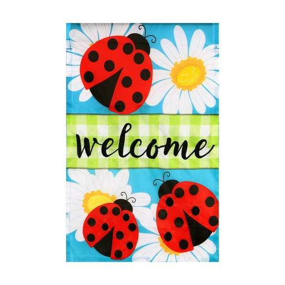 Welcome Friends Ladybug Yard Flag 11.5in x 18in