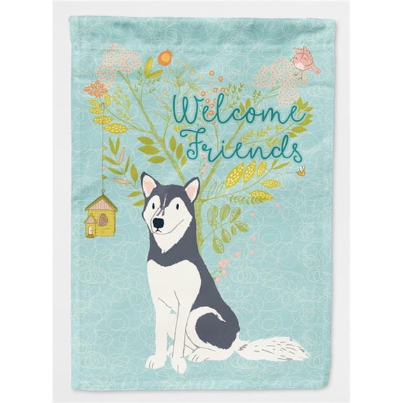 Welcome Friends Siberian Husky Flag - Garden Size