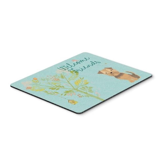Welcome Friends Yorkie Natural Ears Mouse Pad - Hot Pad or Trivet
