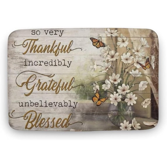 Welcome Funny Doormat Butterfly Flower So Very Thankful Incredibly Grateful Unbelievably Blesseds Metal Doormat Welcome Doormats for Indoor Home Kitchen Bathroom 18x30 Inch