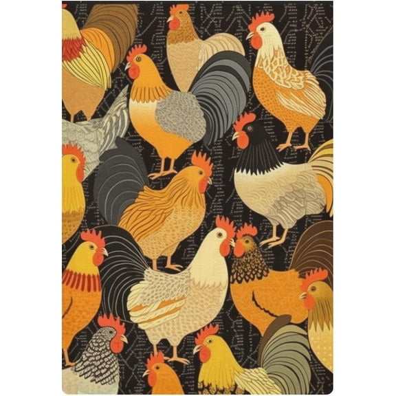 Welcome Garden Flag With Chickens, Double Sided Rooster Design, 12 x 18 Inch Small Vertical Yard Flag for Lawn, Patio, Country Spring Summer Home Decor