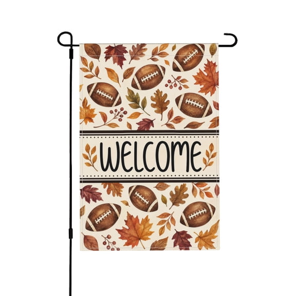 Welcome Garden Flag Fall Football & Leaves Outdoor Decor 12x18 Inch