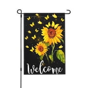 Welcome Garden Flags 12x18 Inch,Yard Flags Spring Summer Garden Decor for Outside,Butterfly Sunflower Flower Yard Decorations