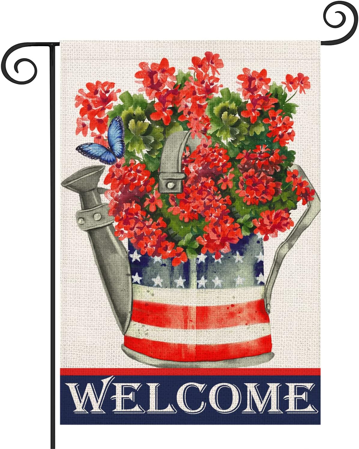 Toland Home Garden Patriotic Geranium Pot Flag – Dekorative Gartenflagge Für Den Sommer