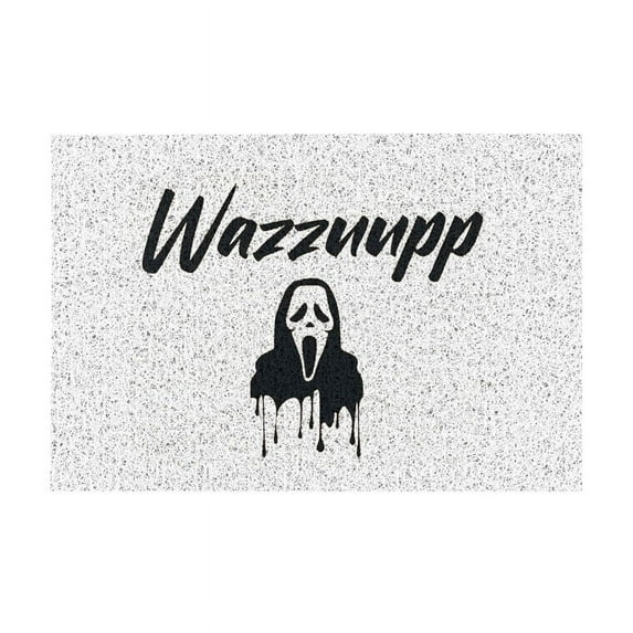 Welcome Ghostface Doormat, Wazzupp Doormat, Scream Doormat, Doormat MTV Funny Doormats Bathroom Home Decor 18x30 Inch（White）