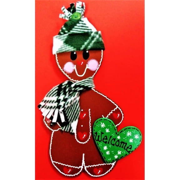 Welcome Gingerbread Boy Sign Winter Plaque Wall Art Door Hanging Hanger Decor