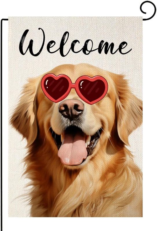 Gartenflagge Golden Retriever Mit Blumen – 30,5 X 45,7 Cm, Doppelseitig, Wetterfest