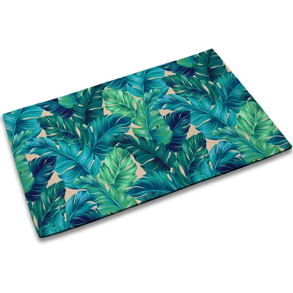 Welcome Green Tropical Leaves Doormat Indoor Outdoor Patio Door Mats Non-Slip Entrance Mat for Home,Outside Entry,Yard,Floor,Patio 17x30INCH