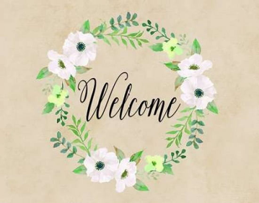 Welcome Green Wreath Canvas Art - Tara Moss (22 x 28)