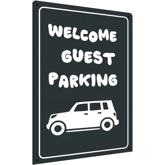 Welcome Guest Parking Sign 12x8 Inch Rust-Free Metal Tin Sign, Fade-Resistant and Weatherproof, for Bar, Yard, Driveway, or Outdoor Parking Lot
