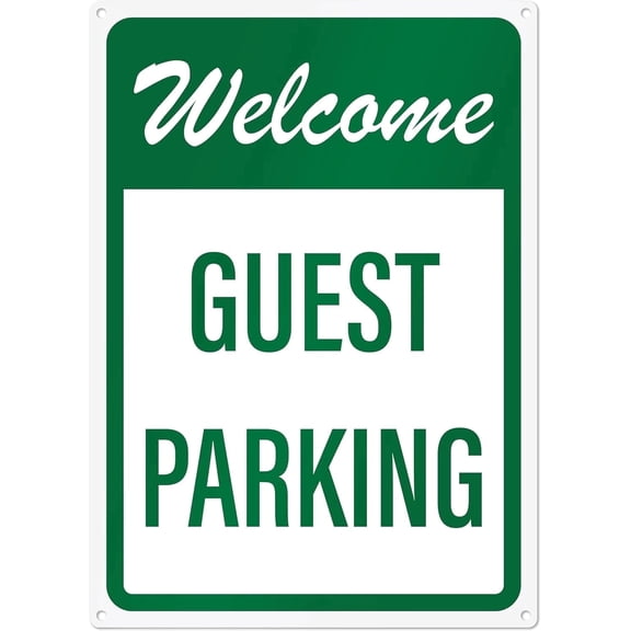 Welcome Guest Parking Sign | Visitor Parking Sign for Outside | Rust Free Aluminum, 10" x 14"