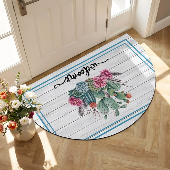 Welcome Half Round Diatomaceous Earth Doormat, 18