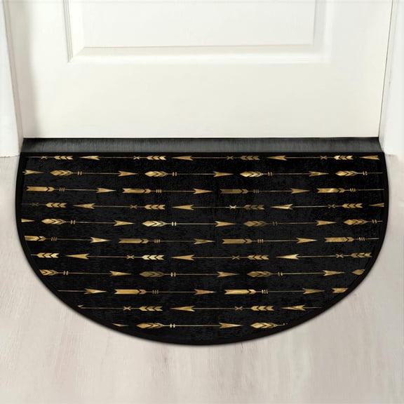 Welcome Half Round Door Mat Retro Arrow Pattern in Horizontal Doormat Washable Home Kitchen Art Restaurant Office Floor Mats Non Slip and Durable Doormats Decor 18x30 Inch