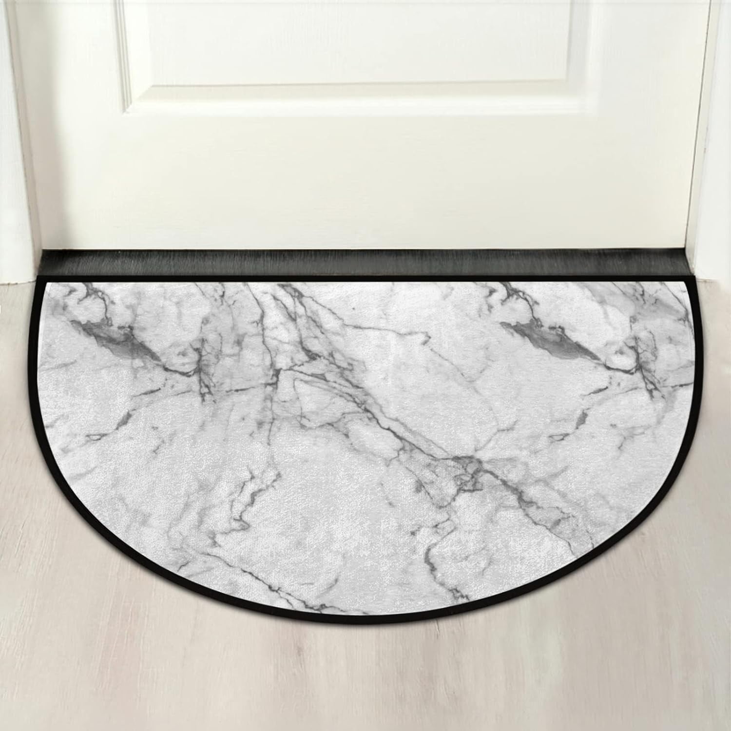 Half Round Door Mat White Gray Marble Modern Art Marble