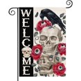 thumbnail image 1 of Welcome Halloween Skull Rose Garden Flag Crow Eat Eyeballs Horrible Halloween 12.5x18 Double Sided Outside Decoration Gothic Day of the Dead Party Yard Outdoor Flags Lawn, 1 of 6