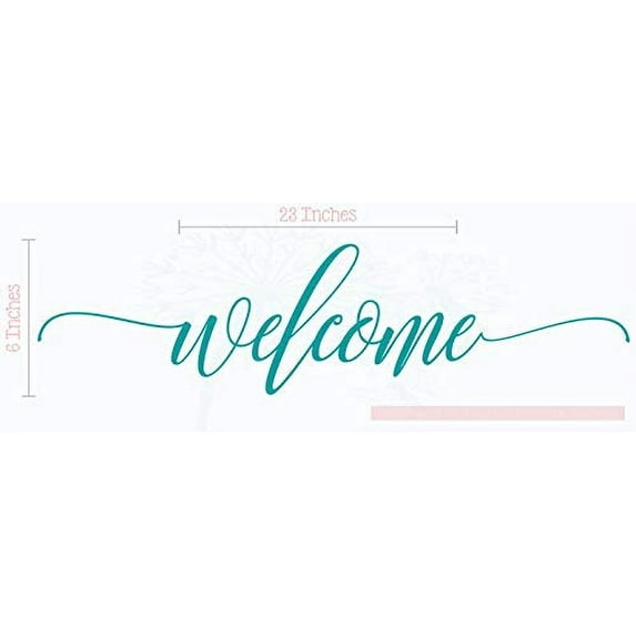 Welcome Hand Script Vinyl Art Wall Stickers Decals Porch Home Decor Lettering, 23 X 6 , Teal