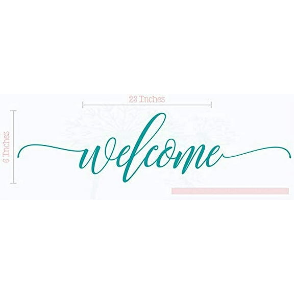 Welcome Hand Script Vinyl Art Wall Stickers Decals Porch Home Decor Lettering, 23 X 6 , Teal