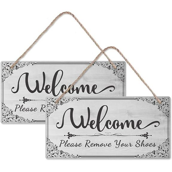 Welcome Hanging Sign Natural Wooden Doorplate Welcome Hanging Plaque Wall Decorations with Jute Twine Door Decor for Home Door Outdoor Decorations 5.9x11.8in Silver