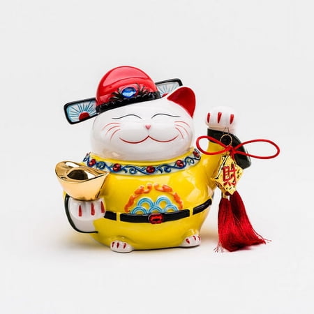Welcome Happy Cat Chinese Good Luck ceramic Bank NEW IN BOX