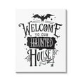 thumbnail image 1 of Welcome Haunted House Halloween Bat Spider Webs Inspirational Graphic Art Gallery-Wrapped Canvas Print Wall Art, 1 of 5