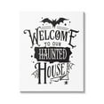 thumbnail image 1 of Welcome Haunted House Halloween Bat Spider Webs Inspirational Graphic Art Gallery-Wrapped Canvas Print Wall Art, 1 of 7