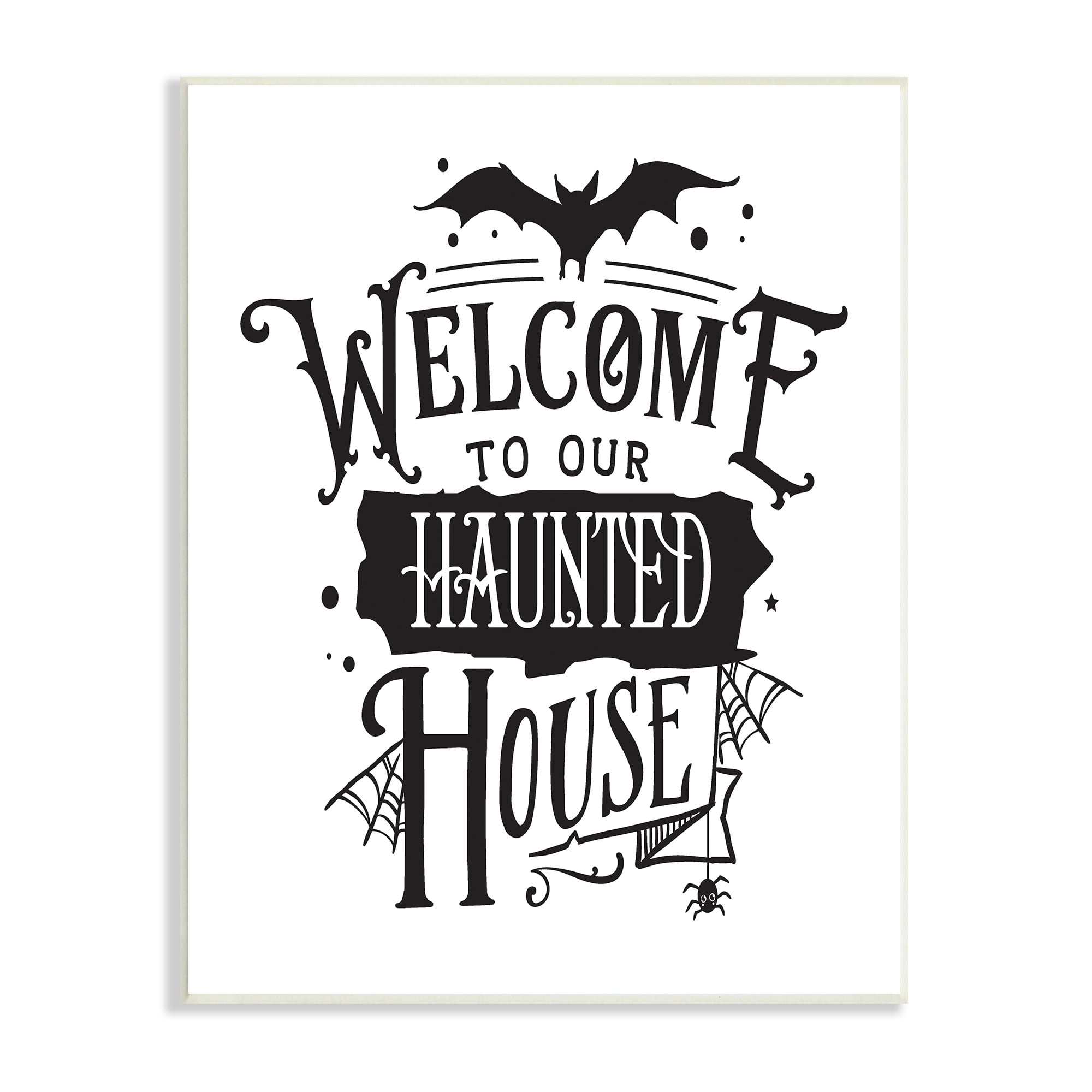 Welcome Haunted House Halloween Bat Spider Webs Inspirational Graphic Art Unframed Art Print Wall Art