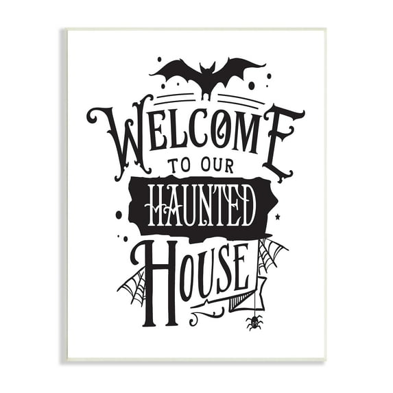 Welcome Haunted House Halloween Bat Spider Webs Inspirational Graphic Art Unframed Art Print Wall Art