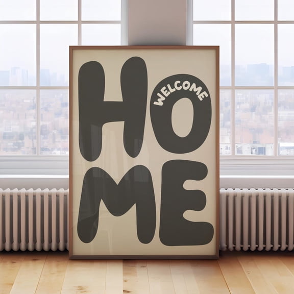 Welcome Home Art Print Poster Retro Gray Neutral Hallway Decor, Entryway Print Poster, Size 8x12 UNFFRAMED F03.1.6l860