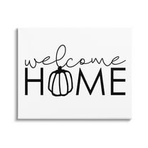 Welcome Home Autumn Typography Phrase Pumpkin Motif Inspirational Graphic Art Gallery-Wrapped Canvas Print Wall Art