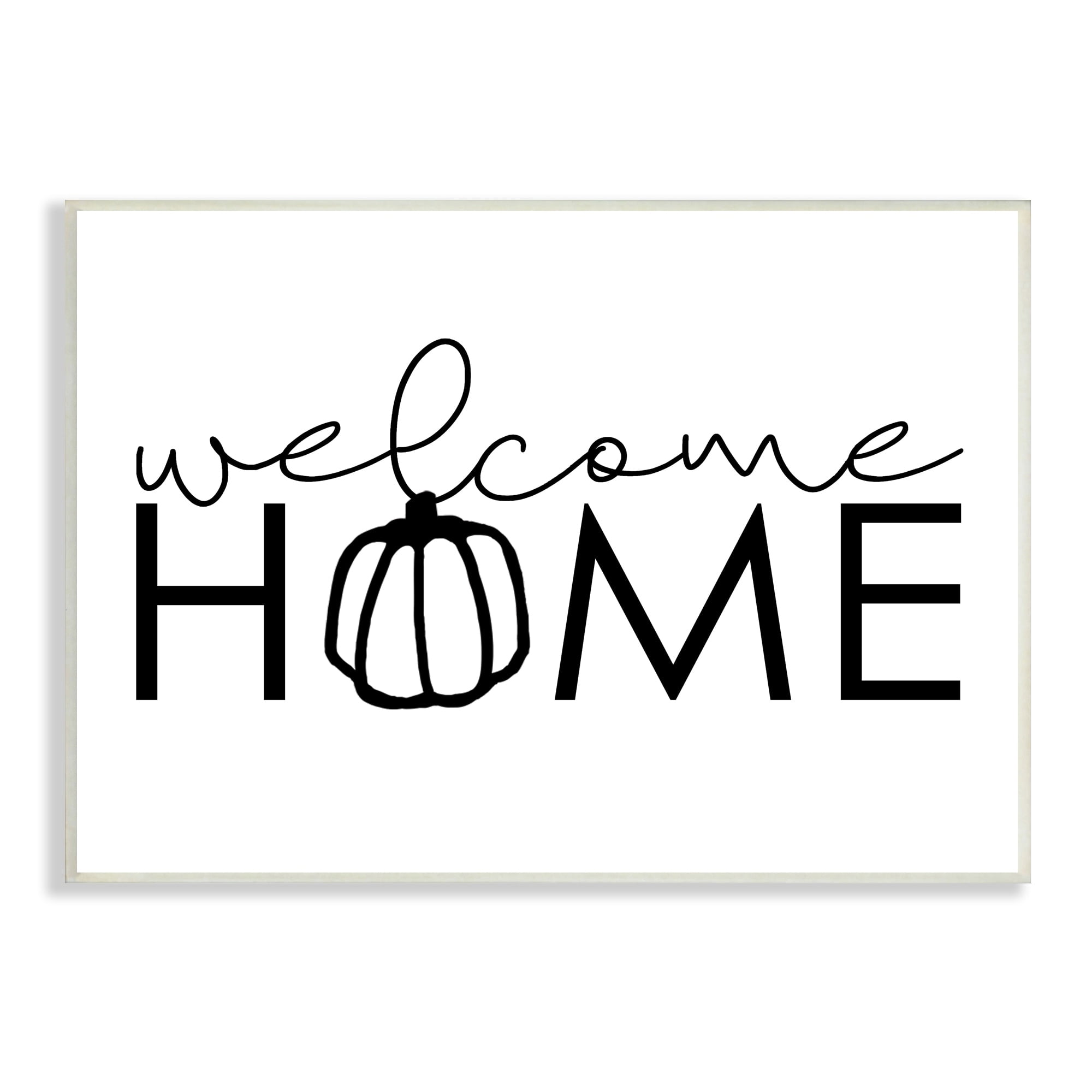Welcome Home Autumn Typography Phrase Pumpkin Motif Inspirational Graphic Art Unframed Art Print Wall Art