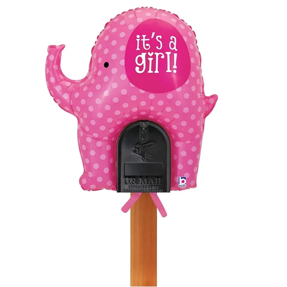 Welcome Home Baby - It'S A Girl Pink Elephant Mailbox 31 Inch Foil Balloon 86681