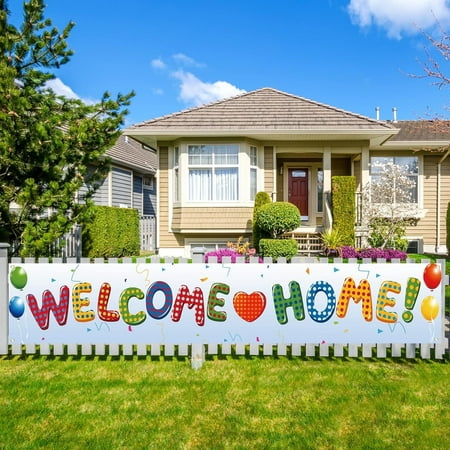 Welcome Home Banner Housewarming, Outdoor Welcome Back Home Yard Sign, Welcome Home Decorations Photo Props for Hospital Military Homecoming Deployment Returning Party Family Party Supplies