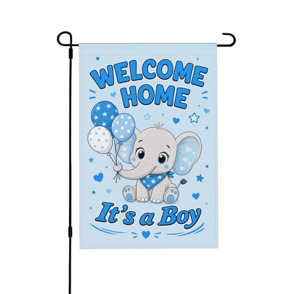 Welcome Home Boy Garden Flag With Elephant Design For Outdoor House Yard Decor 12x18 in