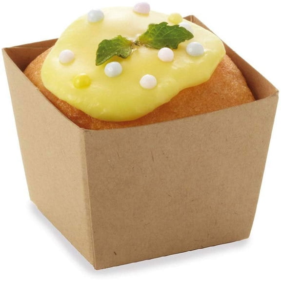 Welcome Home Brands BT51 Kraft Cube Paper Baking Cup 2.9 Ounce Volume, 1.6 Inch x 1.6 Inch x 1.6 Inch - Pack of 50