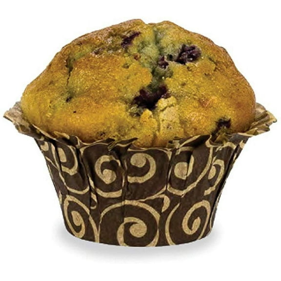 Welcome Home Brands DDA0180 Brown-Swirl Disposable"Muffin Basket" Baking Cup 2 Inch Diameter x 1.85 Inch High - Pack of 100