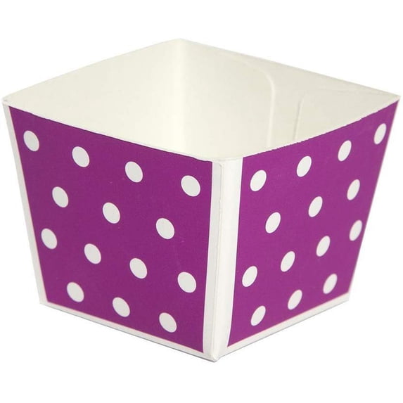 Welcome Home Brands WT8309 Purple-with-White-Dots Cube Paper Baking Cup 2.9 Ounce Volume, 1.6 Inch x 1.6 Inch x 1.6 Inch - Pack of 50