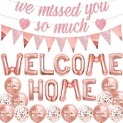 Welcome Home Decorations Welcome Home Party Balloons We Missed You So Much Banner Decorations Rose Gold Glitter Bunting Backdrop for Welcome Back Welcome Home Baby Shower Party Decorations