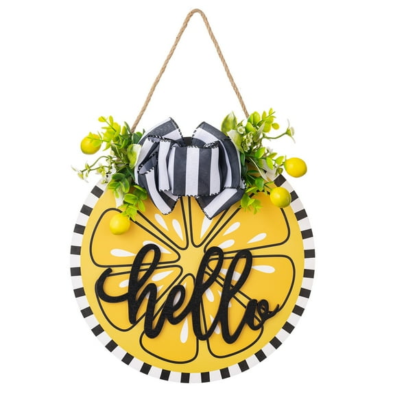 Welcome Home Decorations Summer Lemon Door Sign Lemon Shape Hanging Sign Welcome Wooden Door Hanger Hanging Plaque Rustic Sign With Rope Welcome Fruit Themed Decor For Door Wall Porch Indoor Outdoor