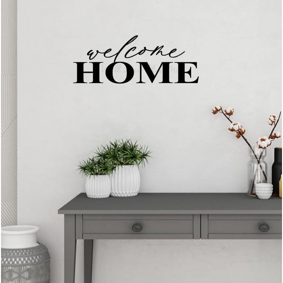 Welcome Home Entryway Decor for Wall - Quote Decals for Wall - Die-Cut Vinyl Wall Art - Vinyl Lettering Decor - Matte Vinyl Wall Decal Sayings for Wall Décor 23x9- Inch Black