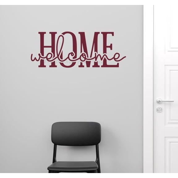 Welcome Home Entryway Welcome Decor for Wall - Vinyl Wall Art - Quote Decals for Wall - Inspirational Vinyl Decals - Matte Removable Wall Stickers Quotes, 23x9-Inch, Burgundy