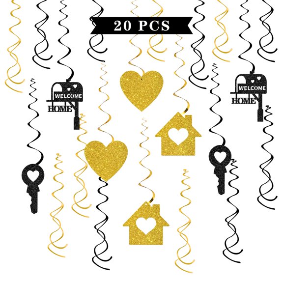Welcome Home Glitter Swirl Decorations 20-Piece Party Supplies Foil Streamers Ceiling Hanging