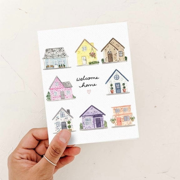 Welcome Home Greeting Card, Watercolor House Art, Housewarming Card for New Homeowners, Charming Illustrated Cottage Design for Moving Day and New Beginnings