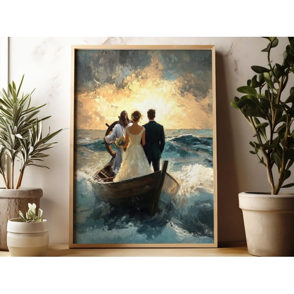 Welcome Home # | Handmade Fine Art Print | Jesus Christ Portrait | First Moment In Heaven | Jesus Embracing Woman | Mother'S Day Warm Present Vintage UNFRAMED Poster Size 24x36