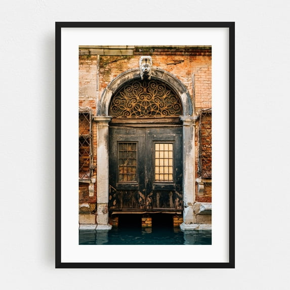 Welcome Home - Venice Veneto Italy Photography Architecture Vintage Rustic Travel Poster City Art Deco Black Framed Wall Art Print 11 x 14 inches